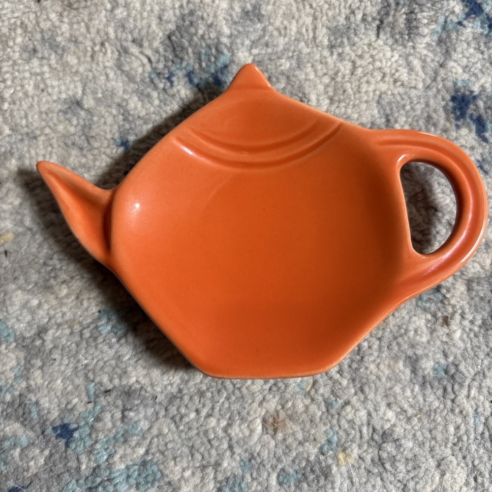 Old Amsterdam Porcelain Works Tea Bag Holder Tidy Spoon Rest Orange Cute